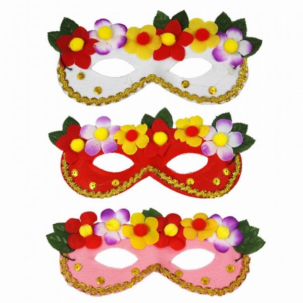Αποκριάτικη Μάσκα Ματιών Με Λουλούδια σε 3 Χρώματα